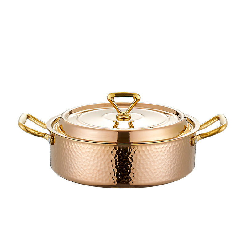 Three layer steel hammer point simple shallow soup pot