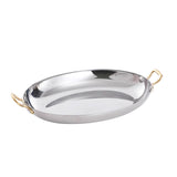 Stainless steel egg shaped double ear pan with gold plating