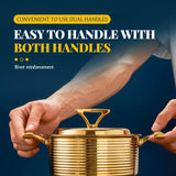 Three-layer steel wood grain titanium shallow pot