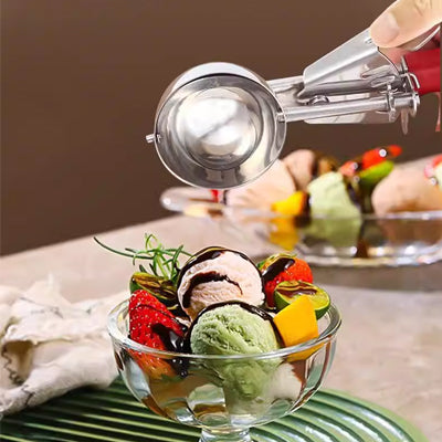 Red handle 304 stainless steel ice cream scoop（5cm）