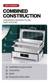 Square electric heating digital display simple large glass dining stove fully enclosed