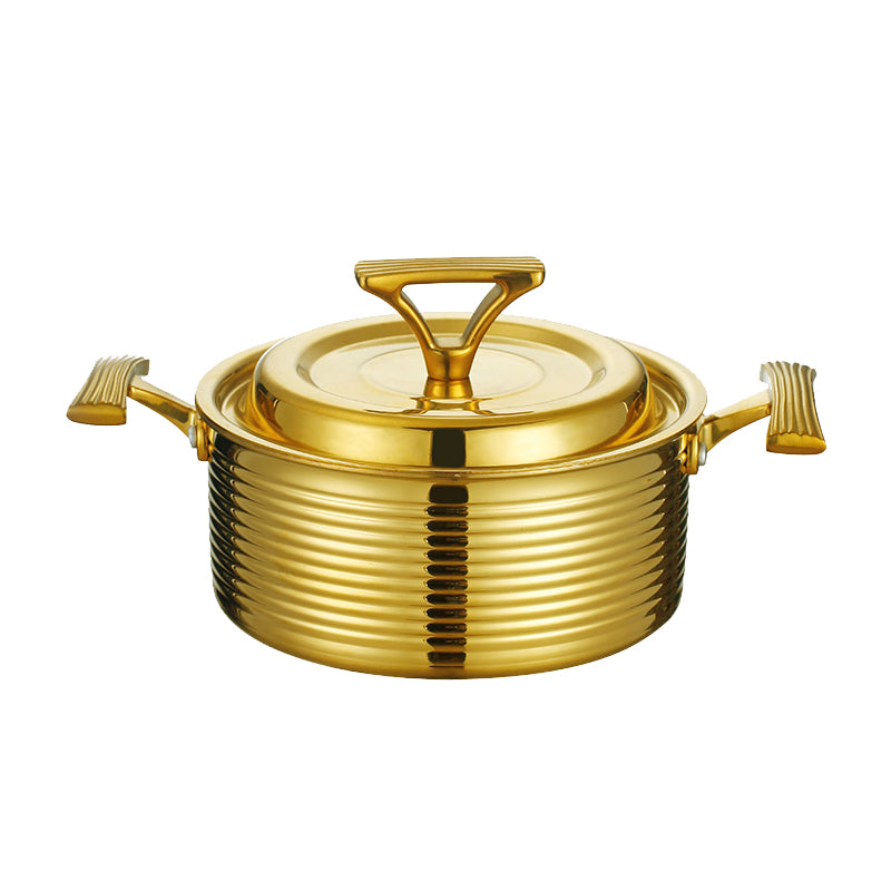 Three-layer steel wood grain titanium shallow pot