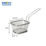 Long handled square mesh mini frying basket