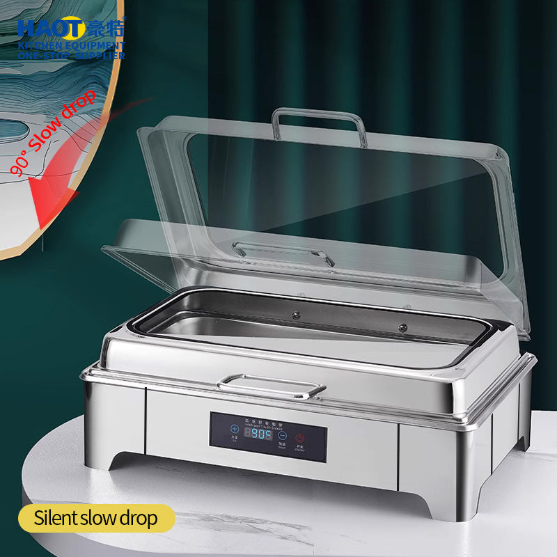 Digital temperature controlled rectangular glass edge dining stove
