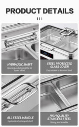 40 CNC short legged luxury digital display temperature control rectangular large glass dining stoves