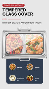 40 CNC short legged luxury digital display temperature control rectangular large glass dining stoves