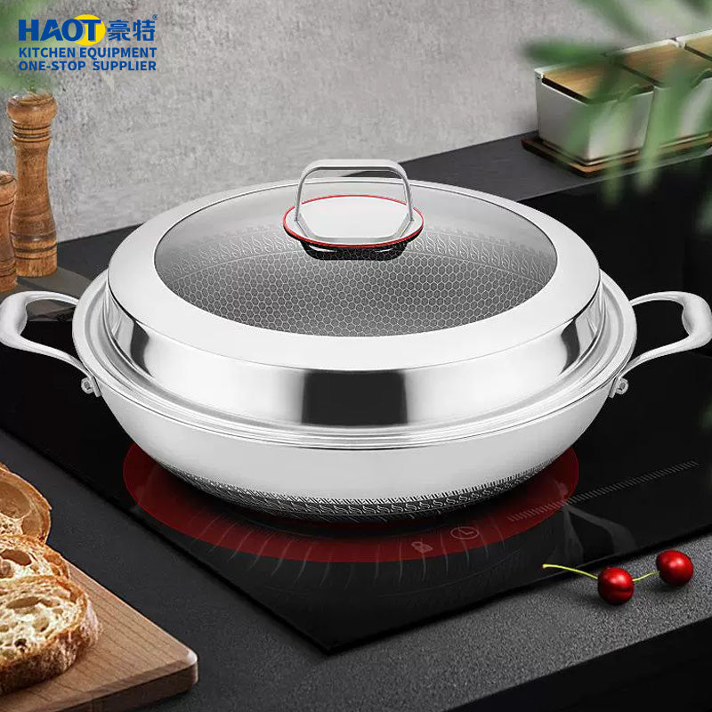 Double-ear Non stick Stainless steel wok All steel stewed wok