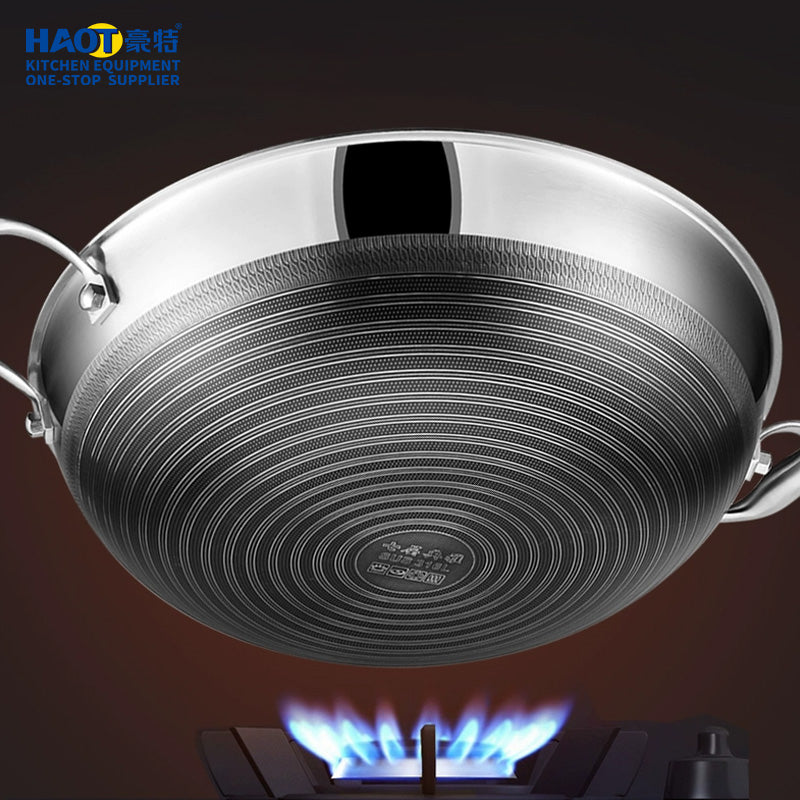 Double-ear Non stick Stainless steel wok All steel stewed wok