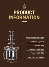 Four layer chocolate fountain machine（ANT-8060）