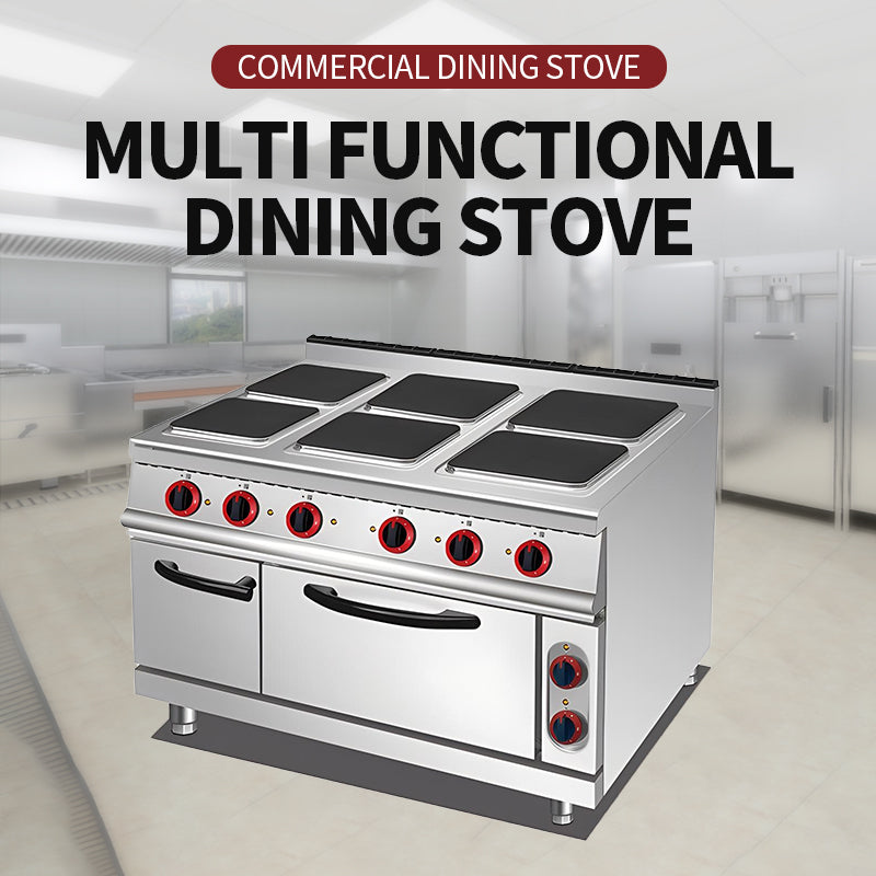 Six head square board cooking stove with electric oven（BS90-TT-6E）