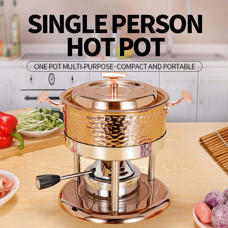 Rose Gold Three-Layer Steel Inflatable Hotpot Set