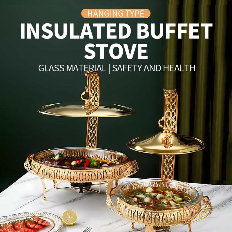 3L round hanging lid golden glass alcohol furnace