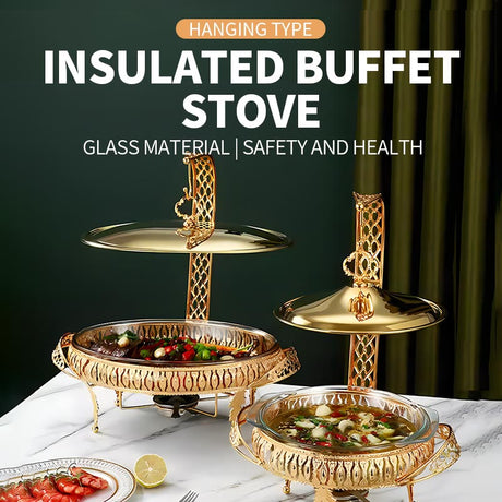 3L round hanging lid golden glass alcohol furnace