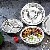 24cm stainless steel circular three grid dining plate