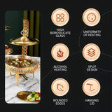 3L round hanging lid golden glass alcohol furnace