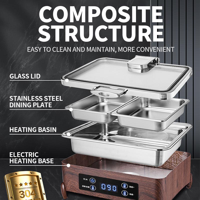 Rectangular double grid electric digital display wood grain dining stove
