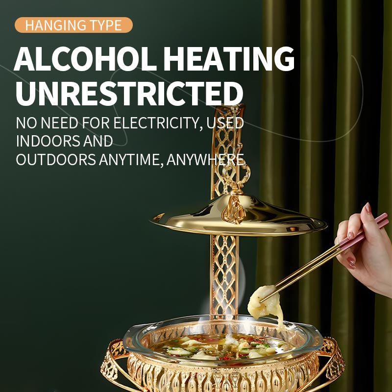 3L round hanging lid golden glass alcohol furnace