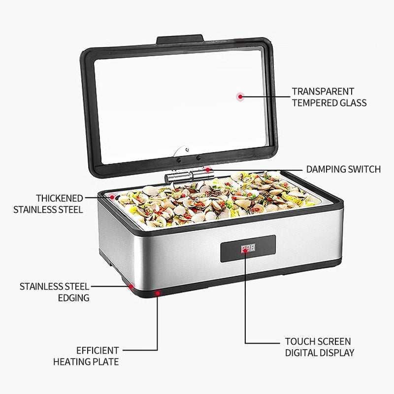 Black border luxury digital display 2/3 square large glass dining stove