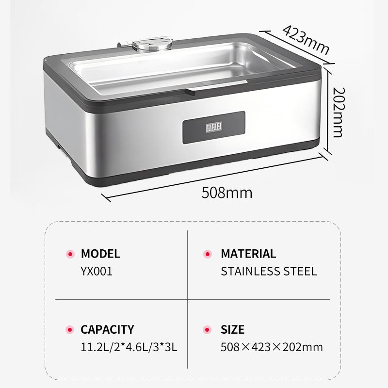 Black border luxury digital display rectangular large glass dining stove