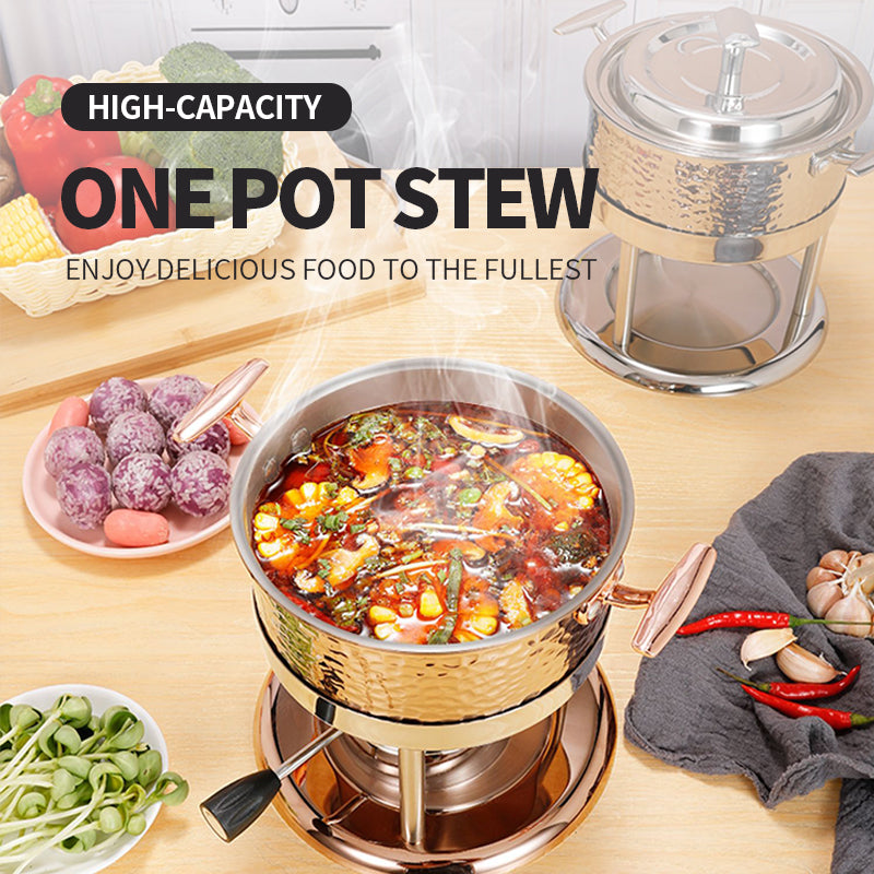 Rose Gold Three-Layer Steel Inflatable Hotpot Set