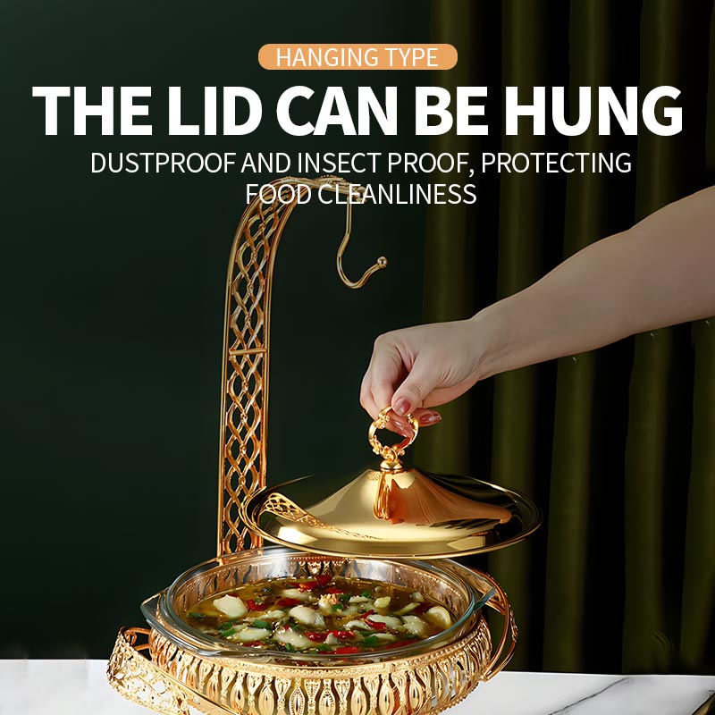 2L round hanging lid golden glass alcohol furnace