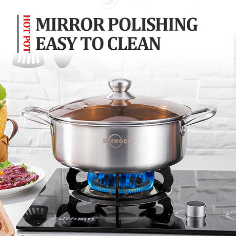 30cm double-ear stainless steel extra-thick hot pot