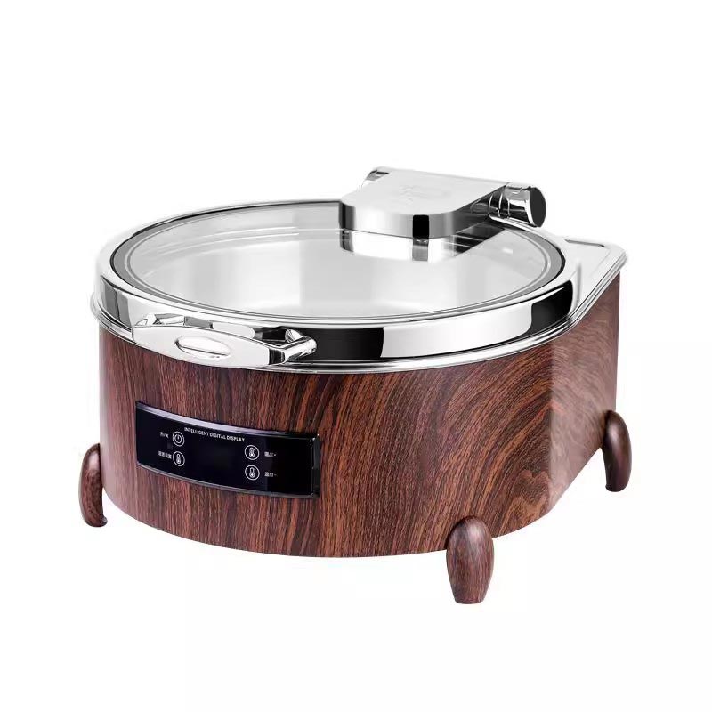 Circular electric digital display wood grain dining stove