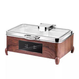 Rectangular double grid electric digital display wood grain dining stove