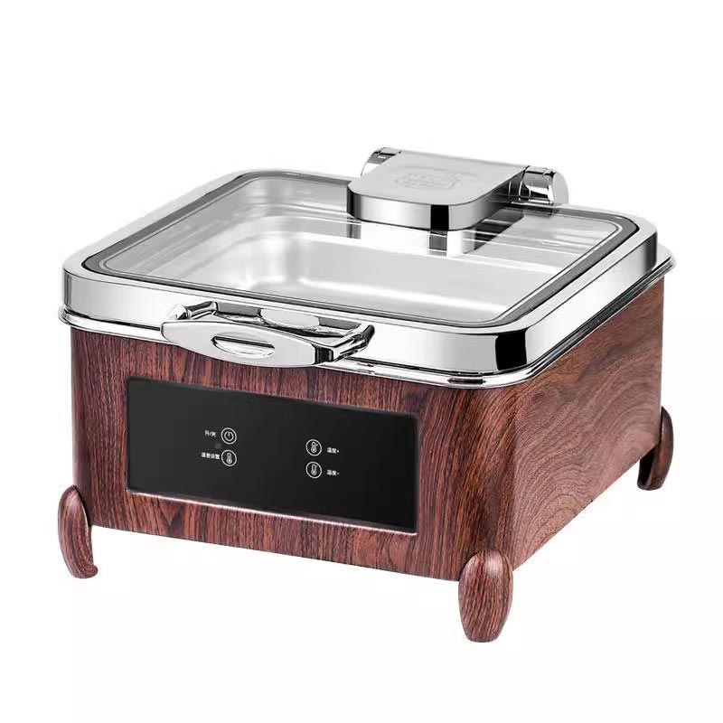 Square electric digital display wood grain dining stove